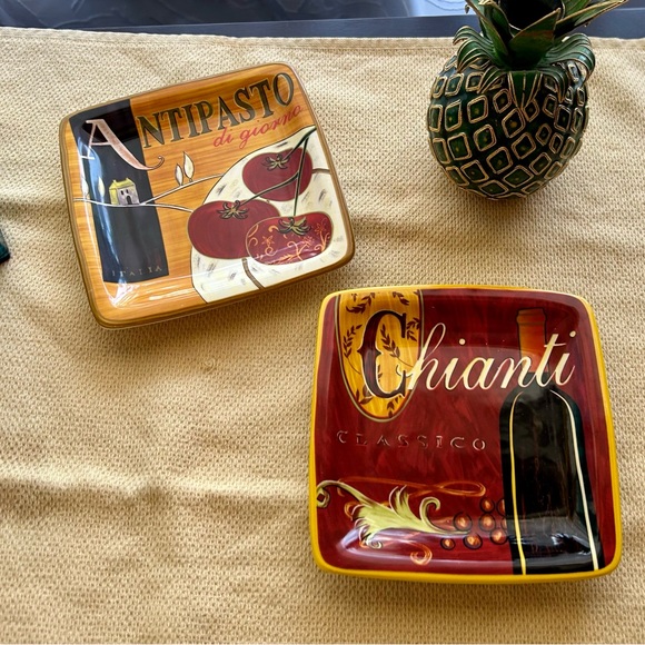 2 Pier 1 Imports 6x6” Cucina  square plates “Antipasto” & “Chianti” - Picture 2 of 8
